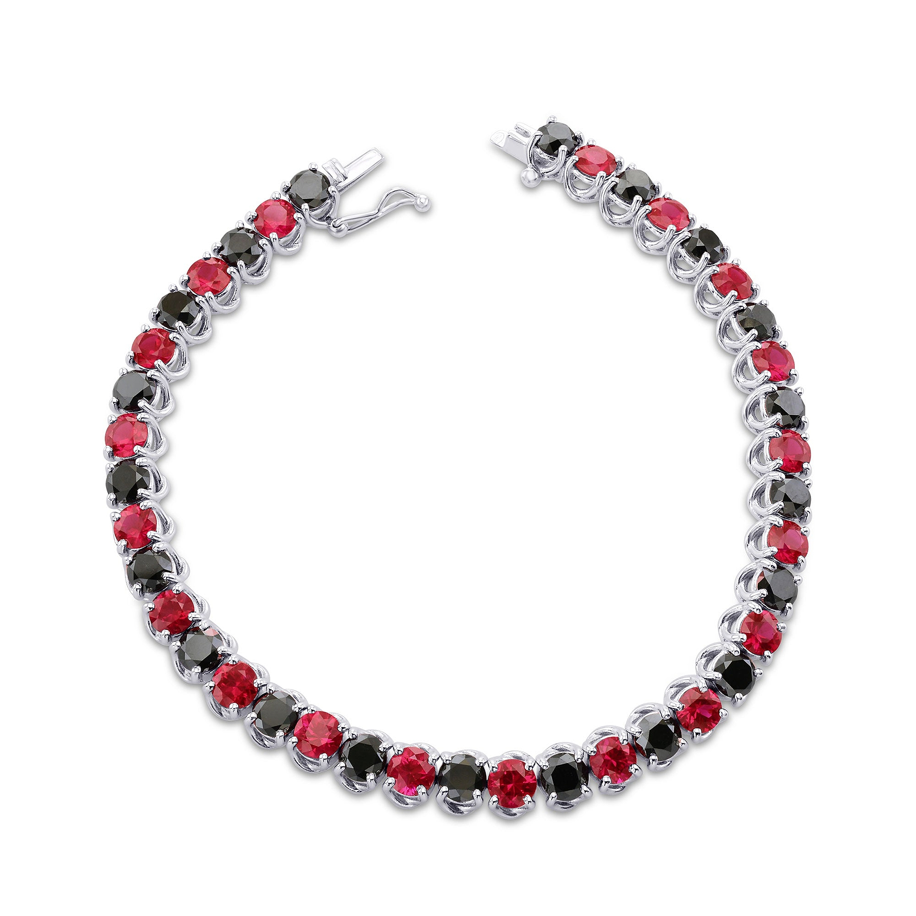 Black Diamond & Red Ruby Tennis Bracelet - 2