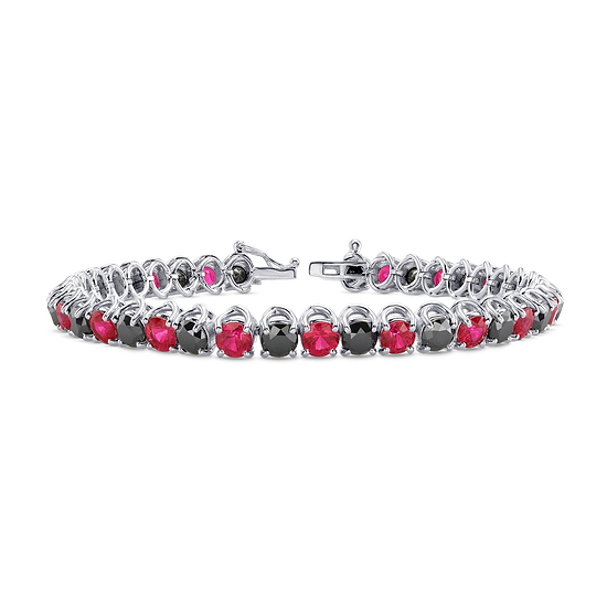 Black Diamond & Red Ruby Tennis Bracelet