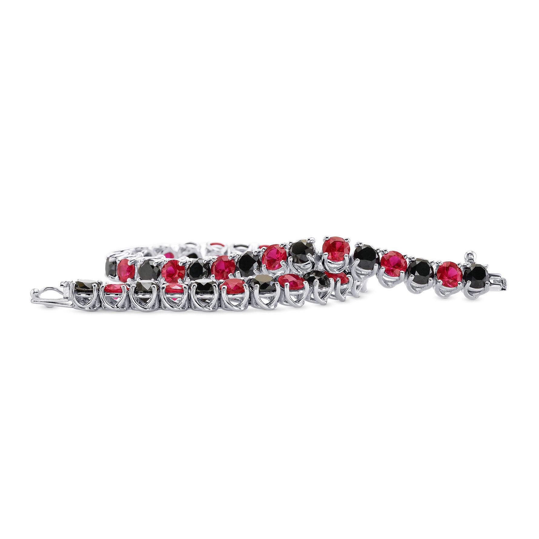 Black Diamond & Red Ruby Tennis Bracelet - 3