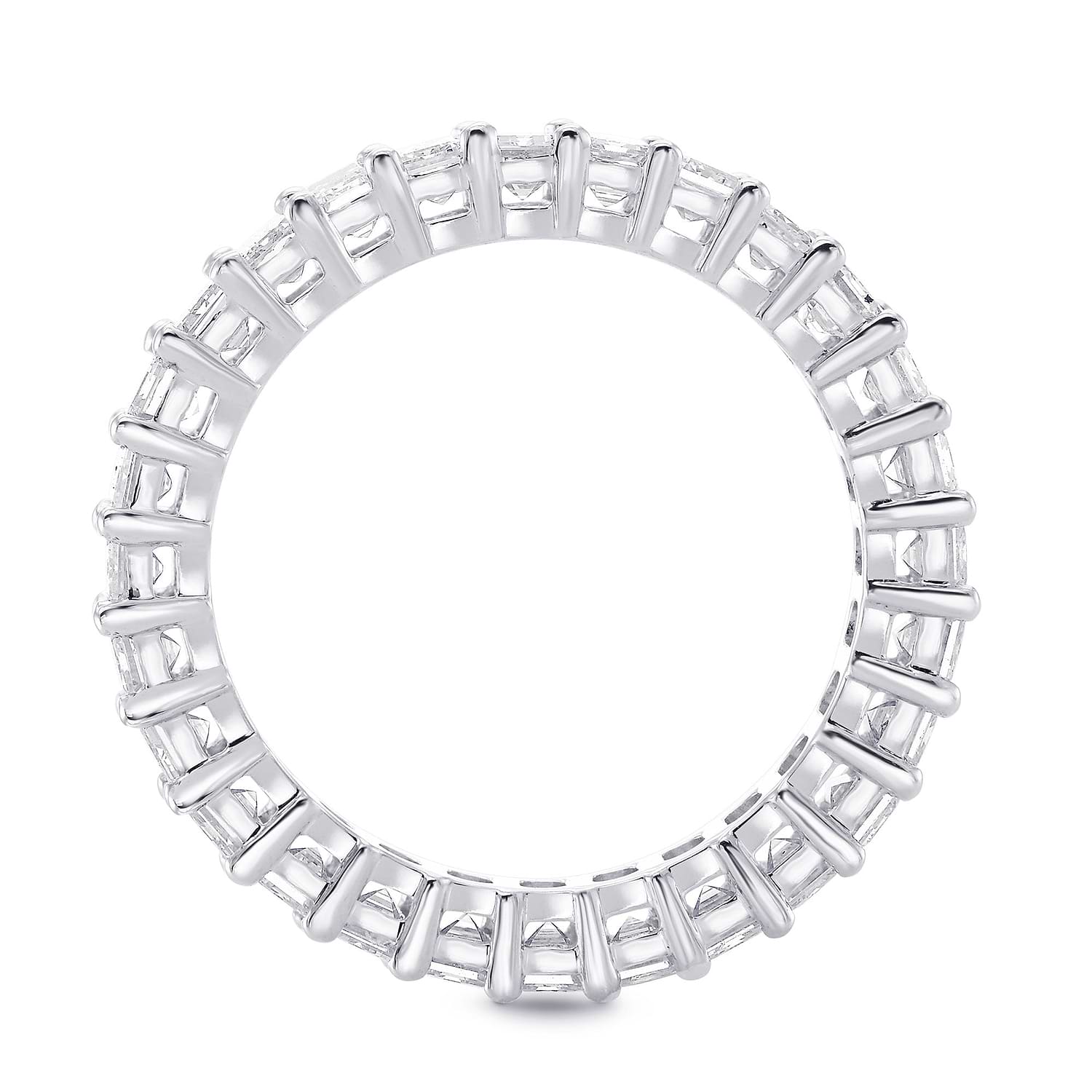 Platinum Emerald-Cut Diamond Full Eternity Band Ring