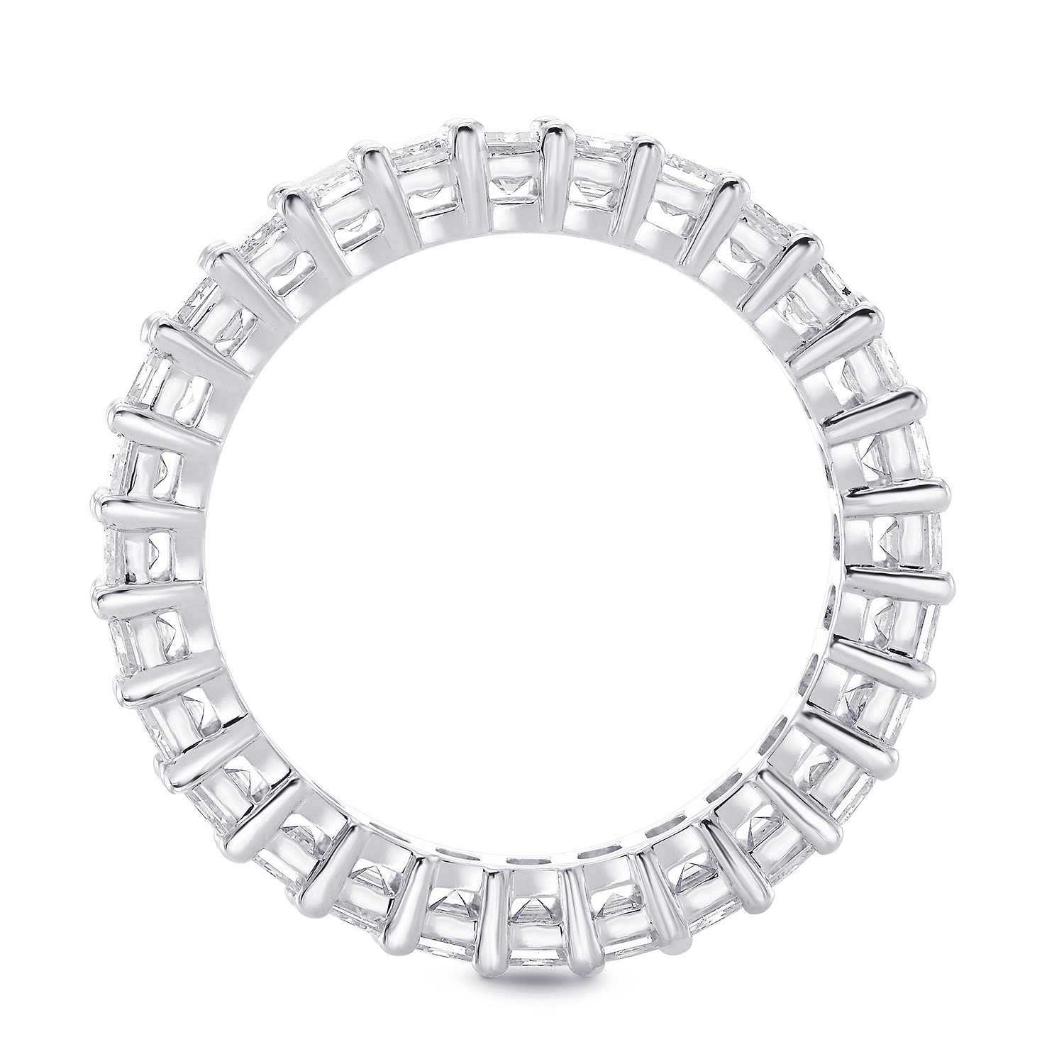 Platinum Emerald-Cut Diamond Full Eternity Band Ring