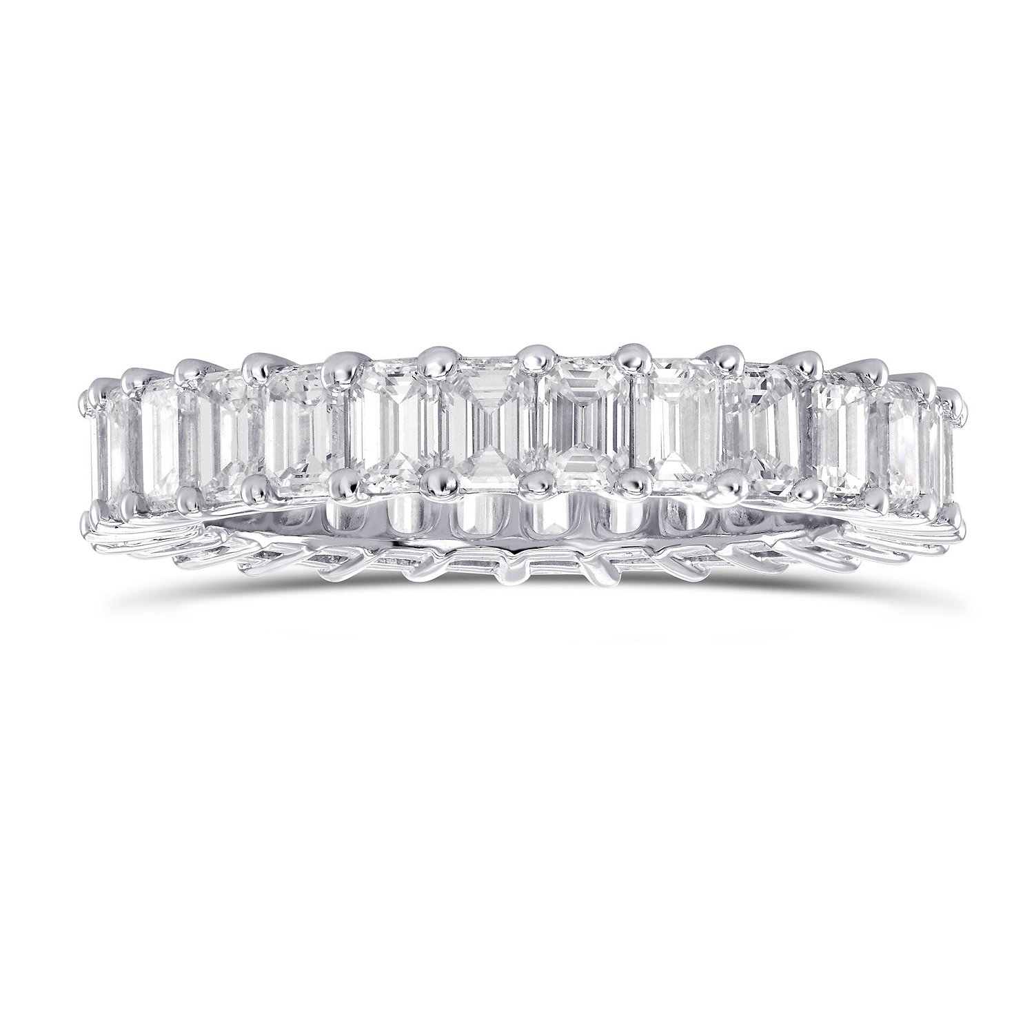 Platinum Emerald-Cut Diamond Full Eternity Band Ring
