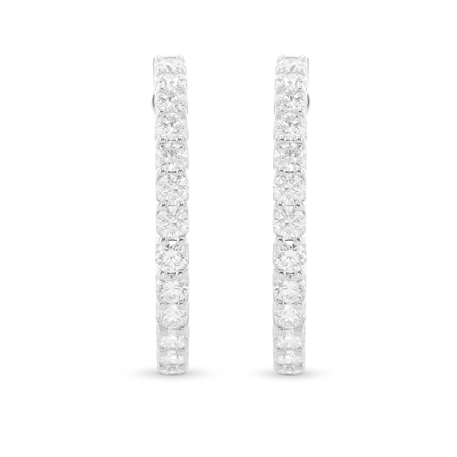 Round Brilliant Hoop Diamond Earrings