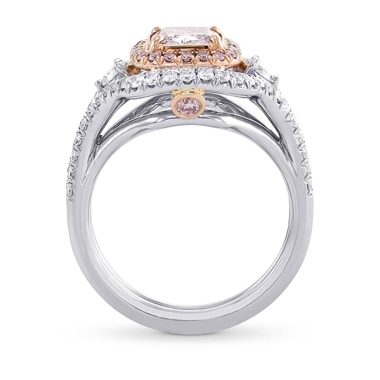 Extraordinary Fancy Light Purplish Pink Cushion Double Halo Diamond Ring GIA - 2