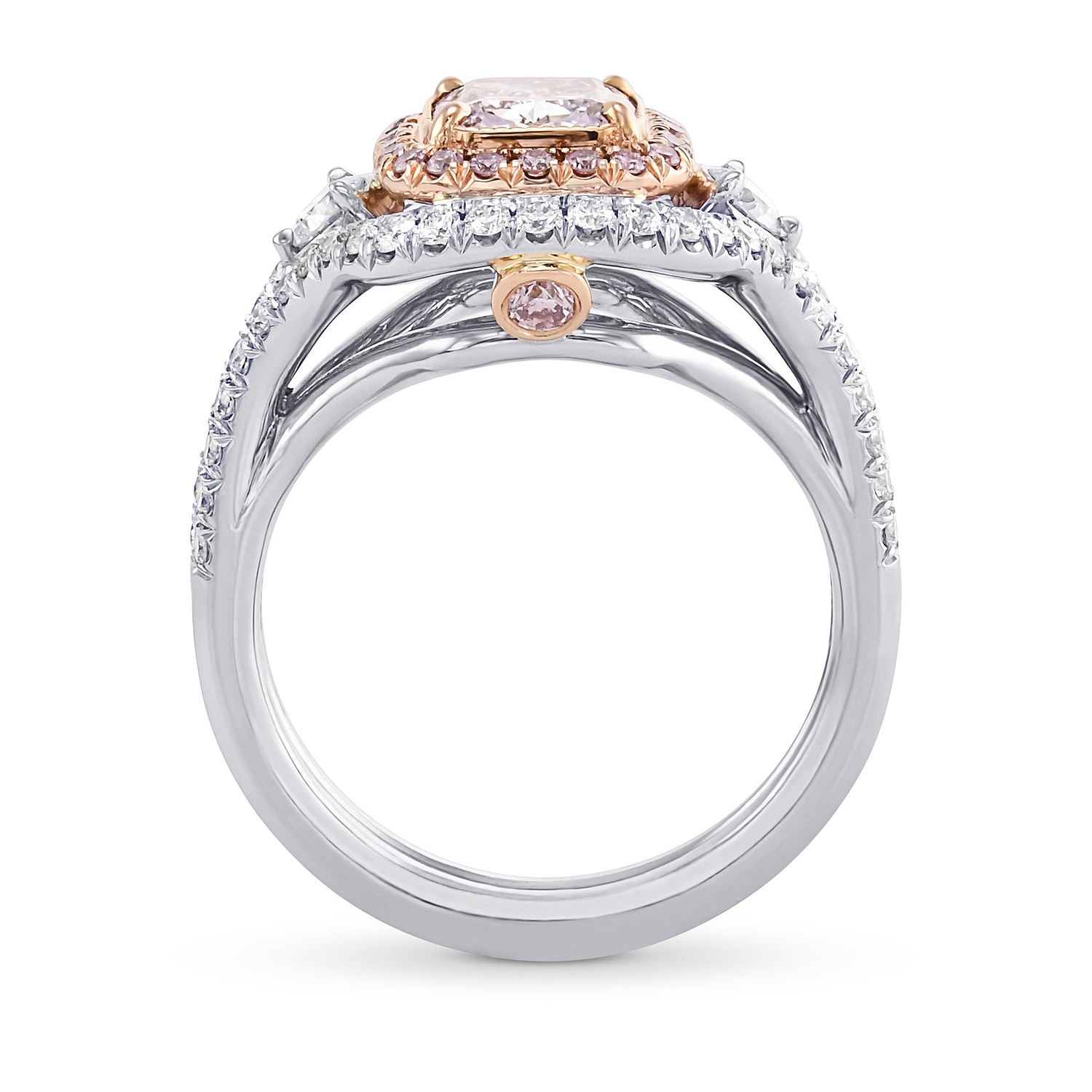 Extraordinary Fancy Light Purplish Pink Cushion Double Halo Diamond Ring GIA - 2