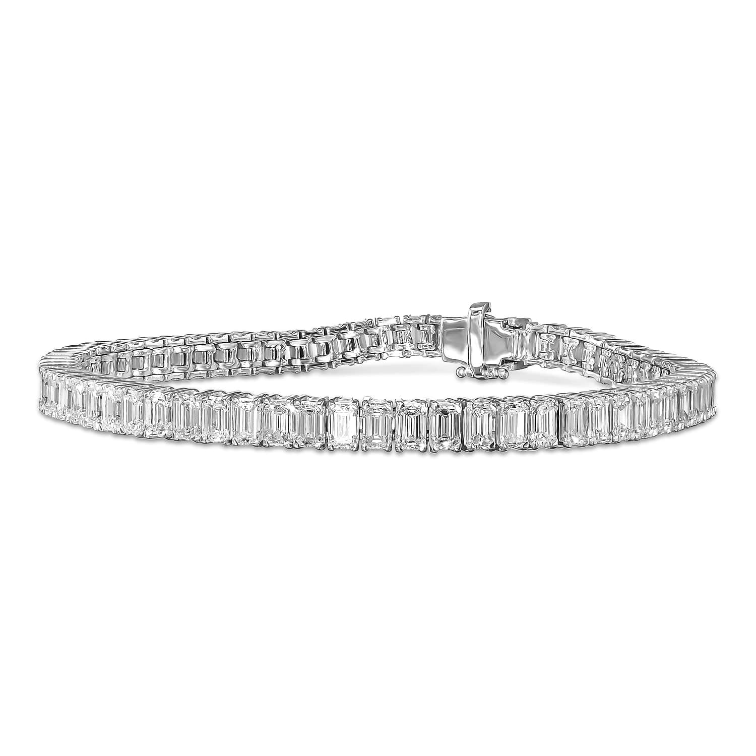Colorless Emerald cut Diamond Tennis Bracelet