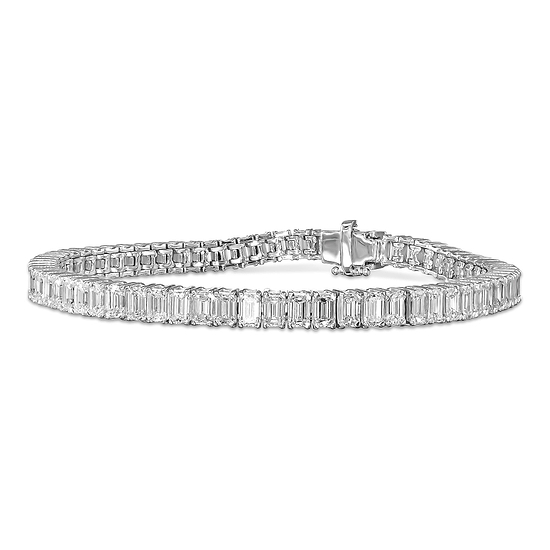 Colorless Emerald cut Diamond Tennis Bracelet