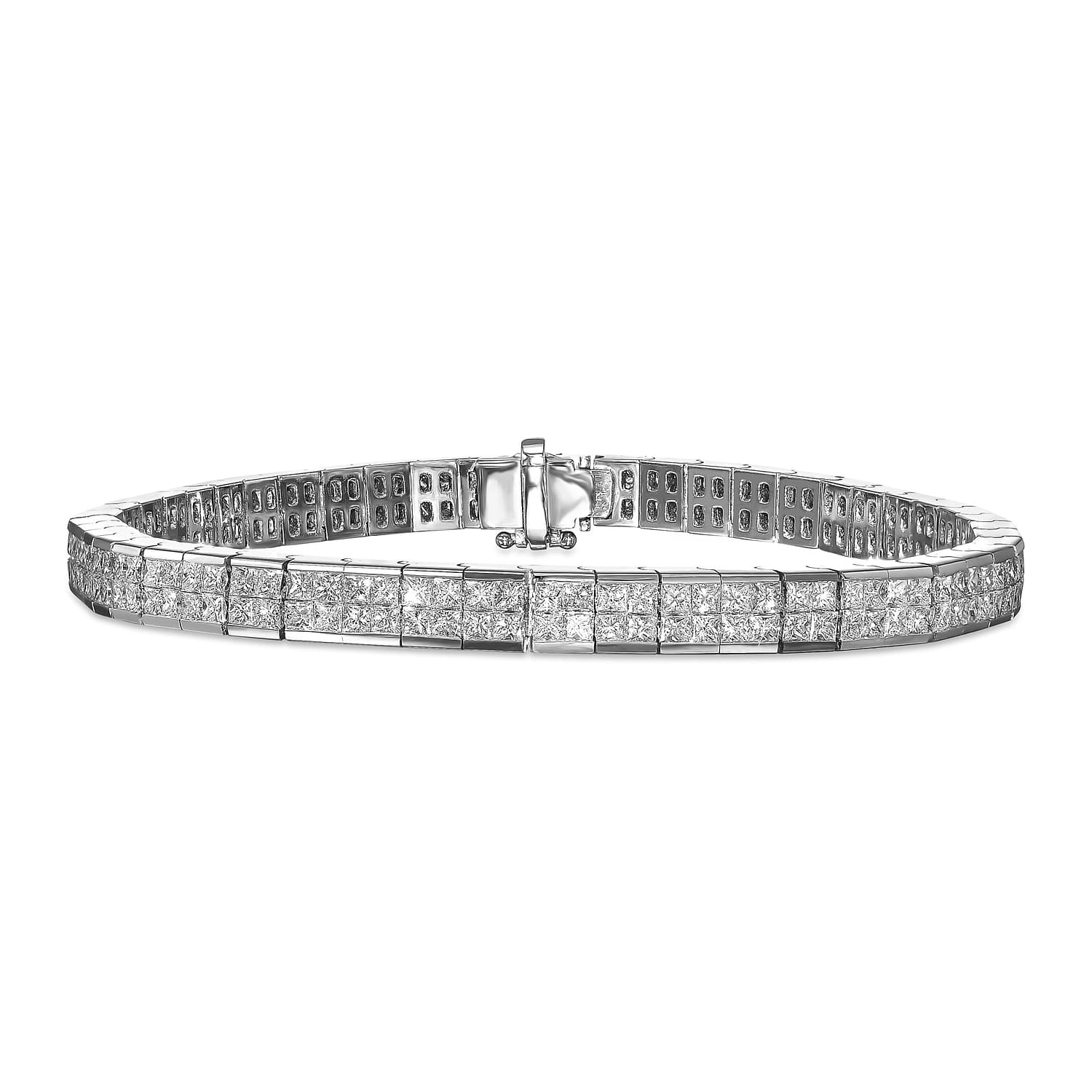 Colorless Princess shape Diamond Tennis Bracelet
