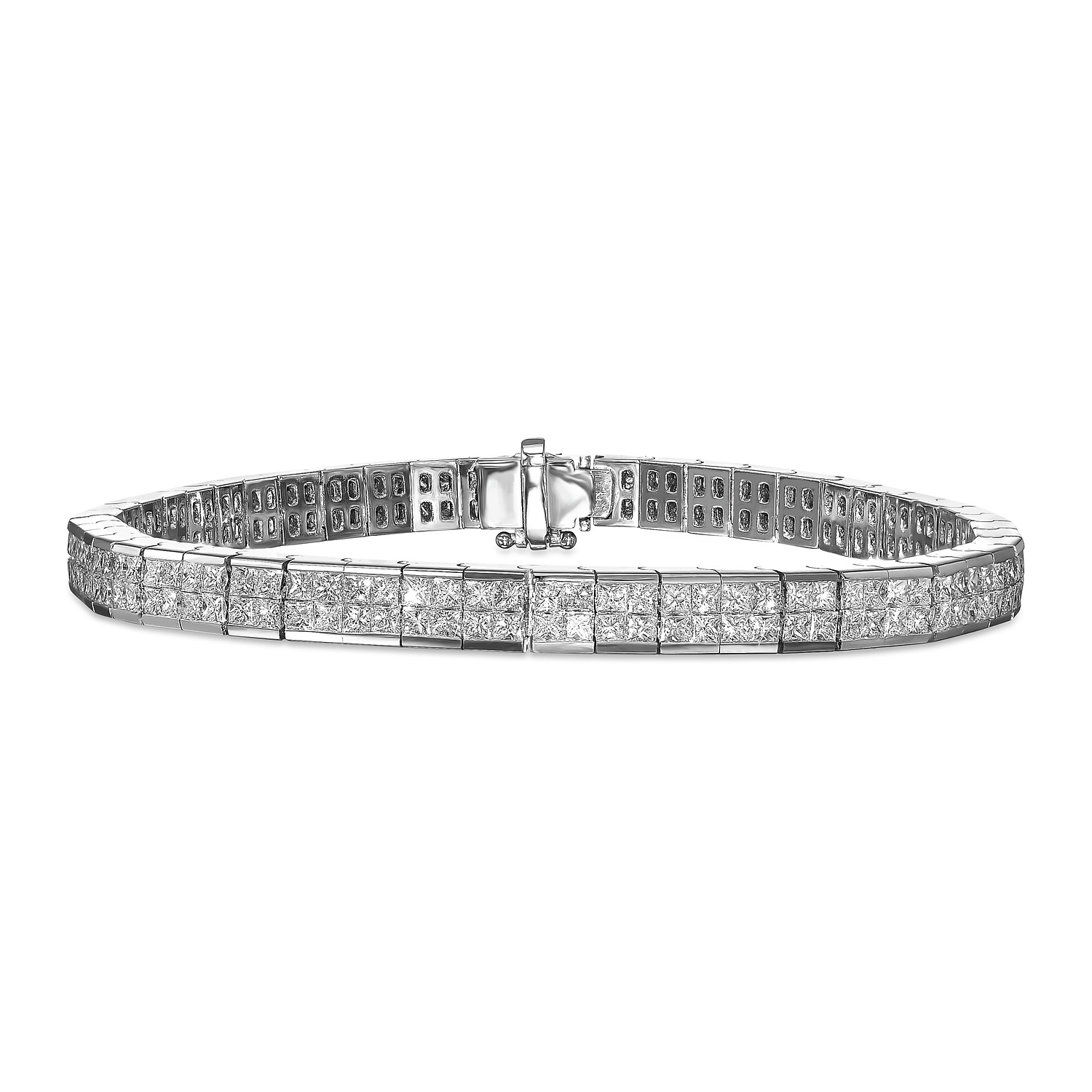 Colorless Princess shape Diamond Tennis Bracelet