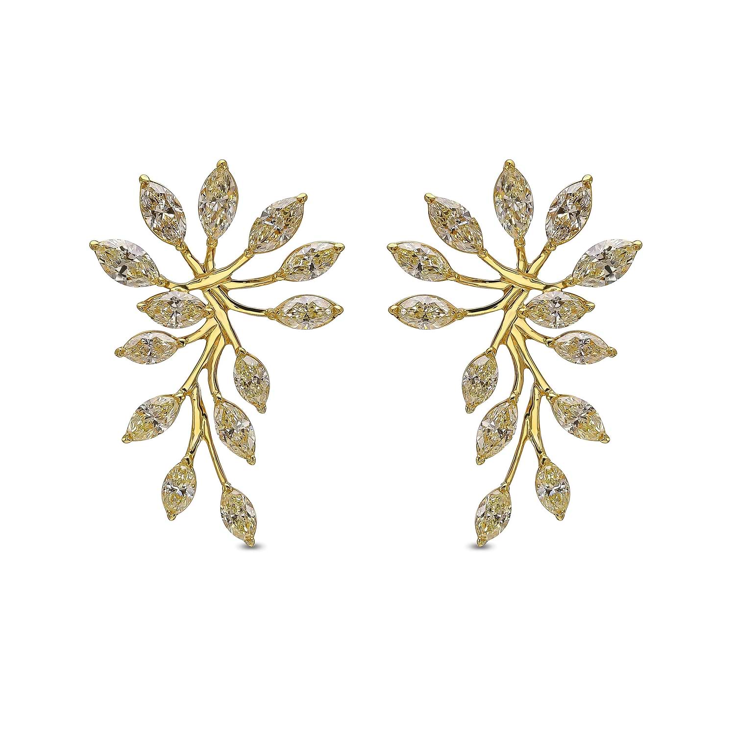Light Yellow Marquise Couture Diamond Earrings