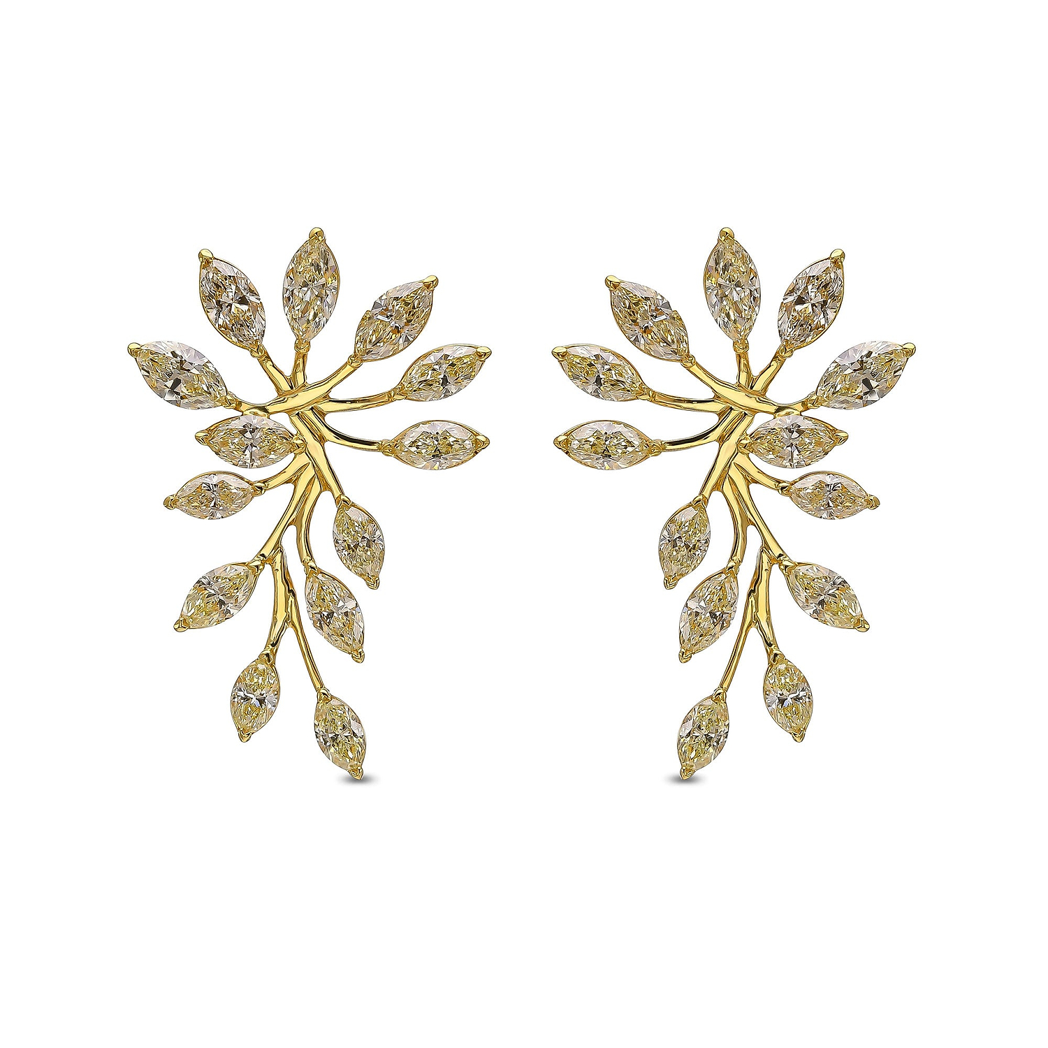 Light Yellow Marquise Couture Diamond Earrings