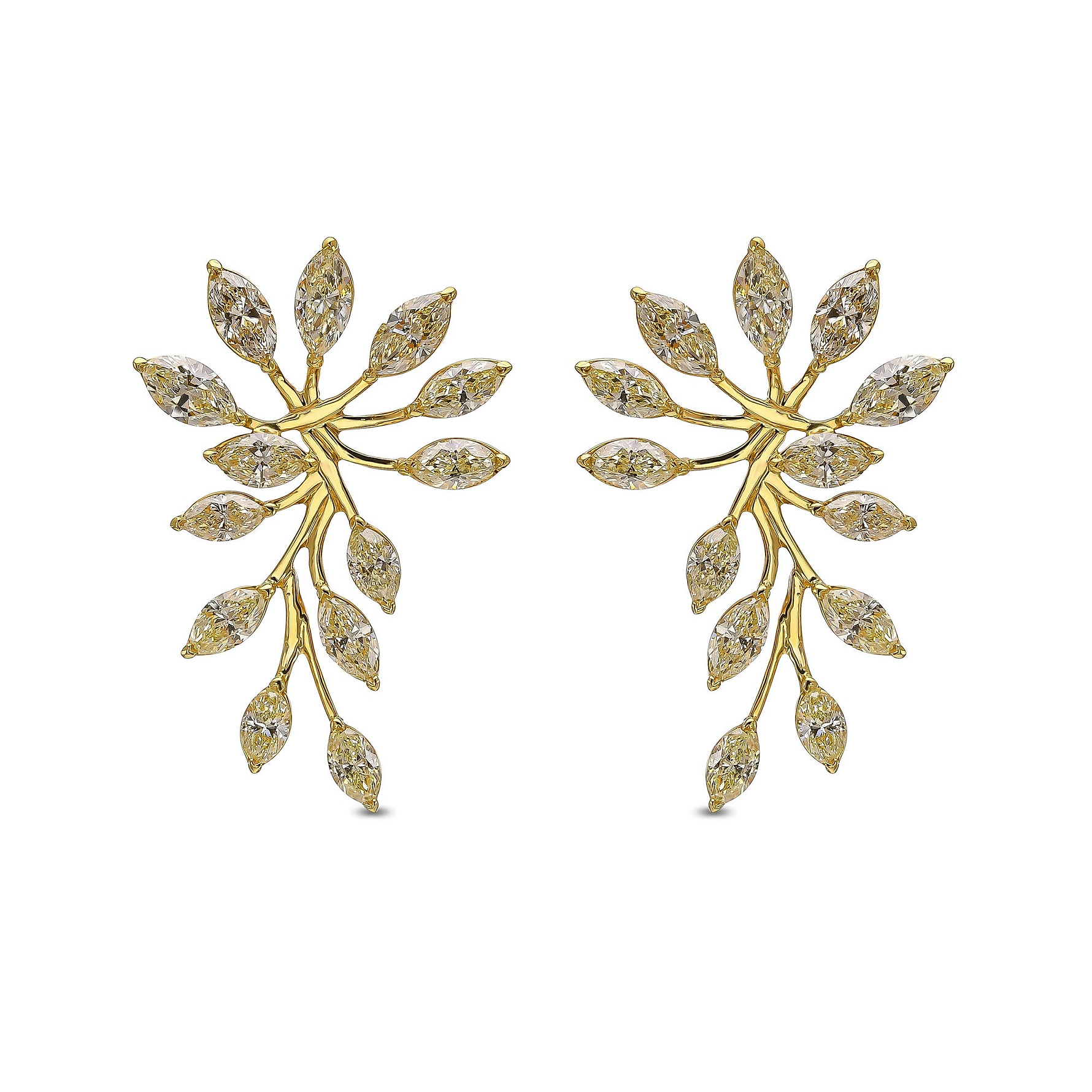 Light Yellow Marquise Couture Diamond Earrings