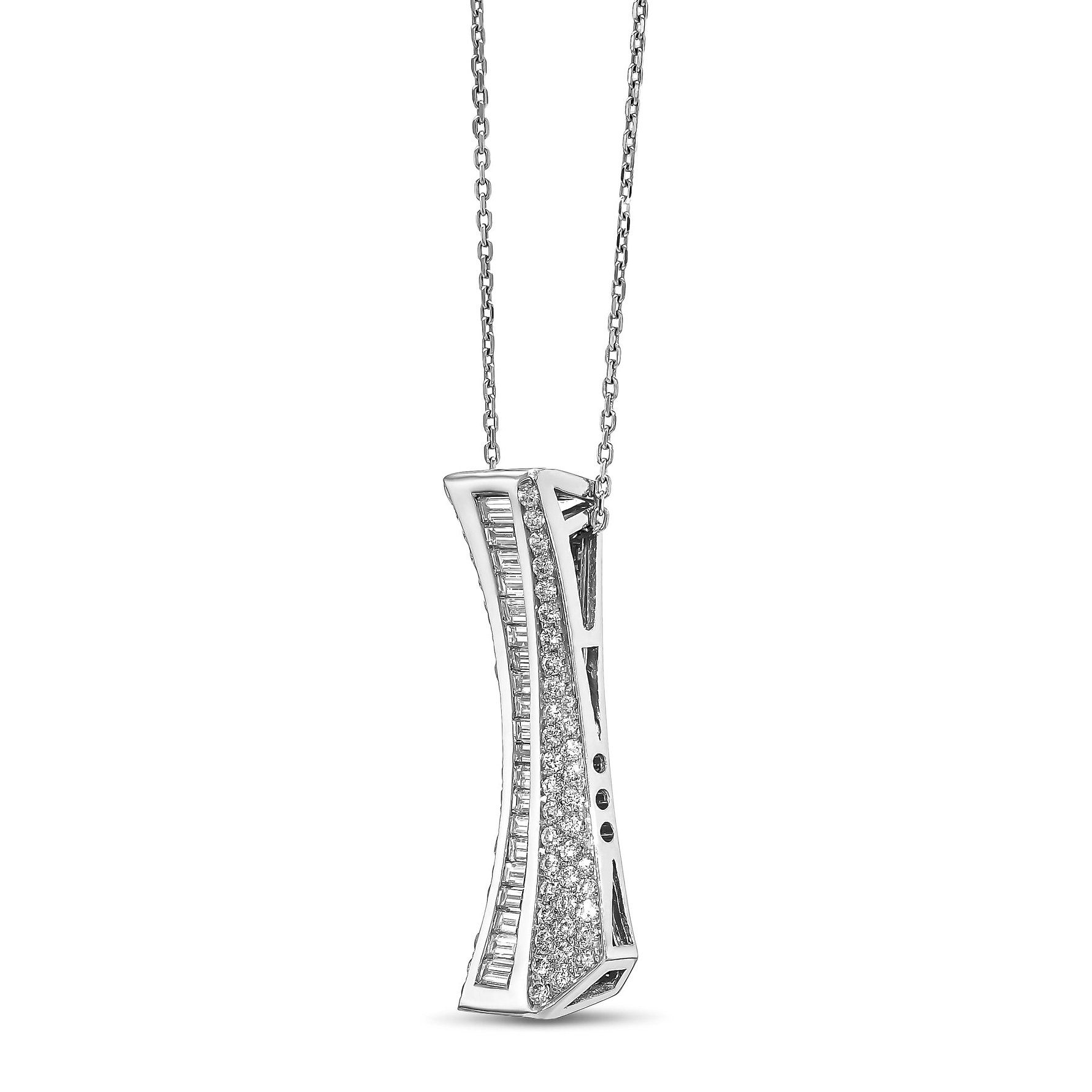 Asymmetrical Colorless Diamond Pendant - 2