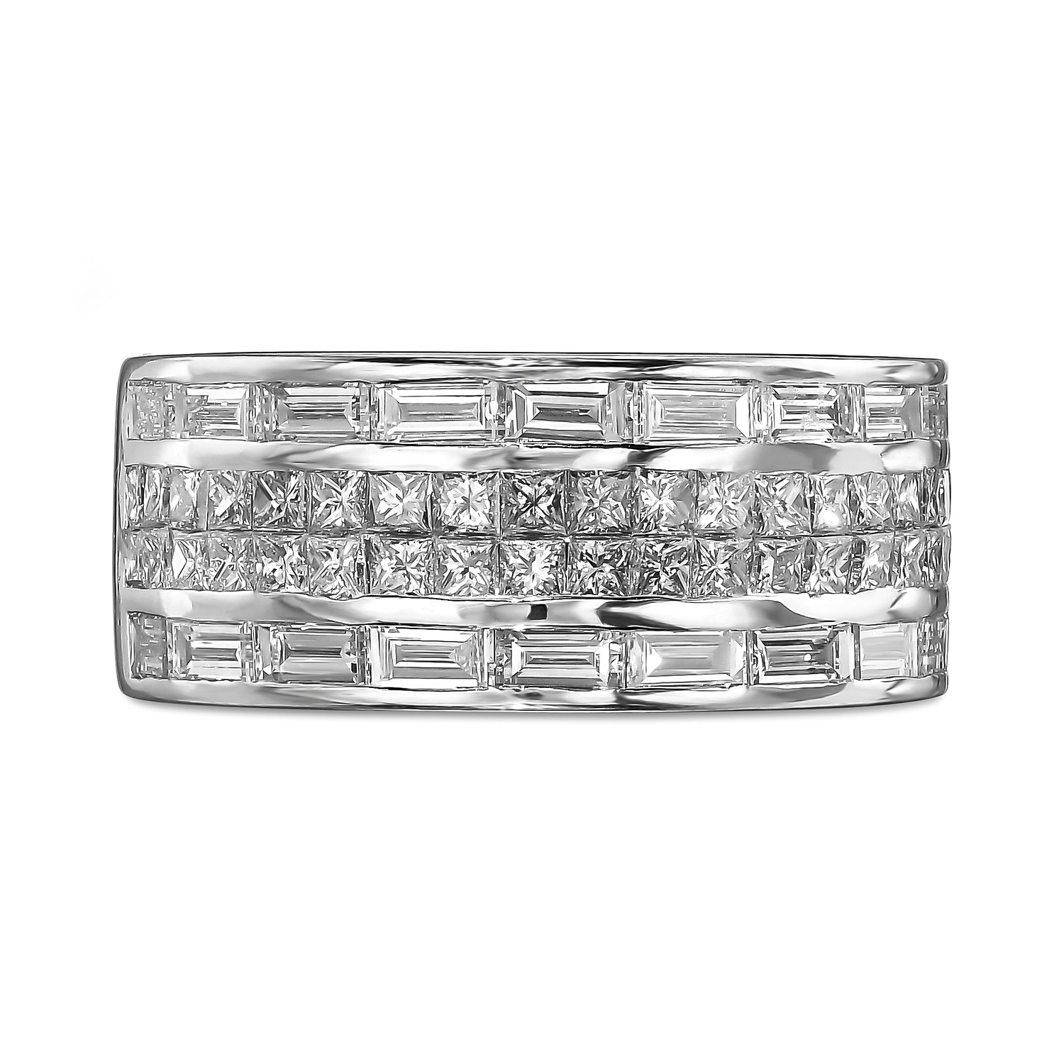 Colorless Four Rows Half Eternity Band