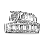 Cross Over Baguette Colorless Half Eternity Ring