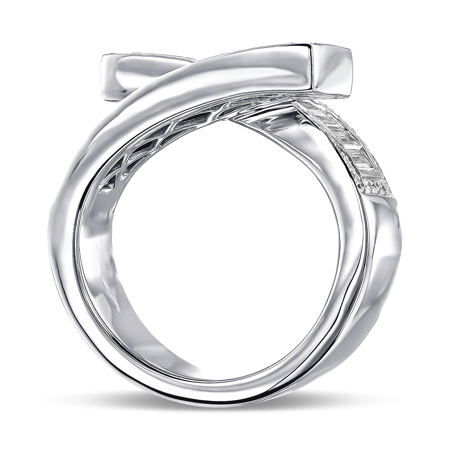 Cross Over Baguette Colorless Half Eternity Ring - 2