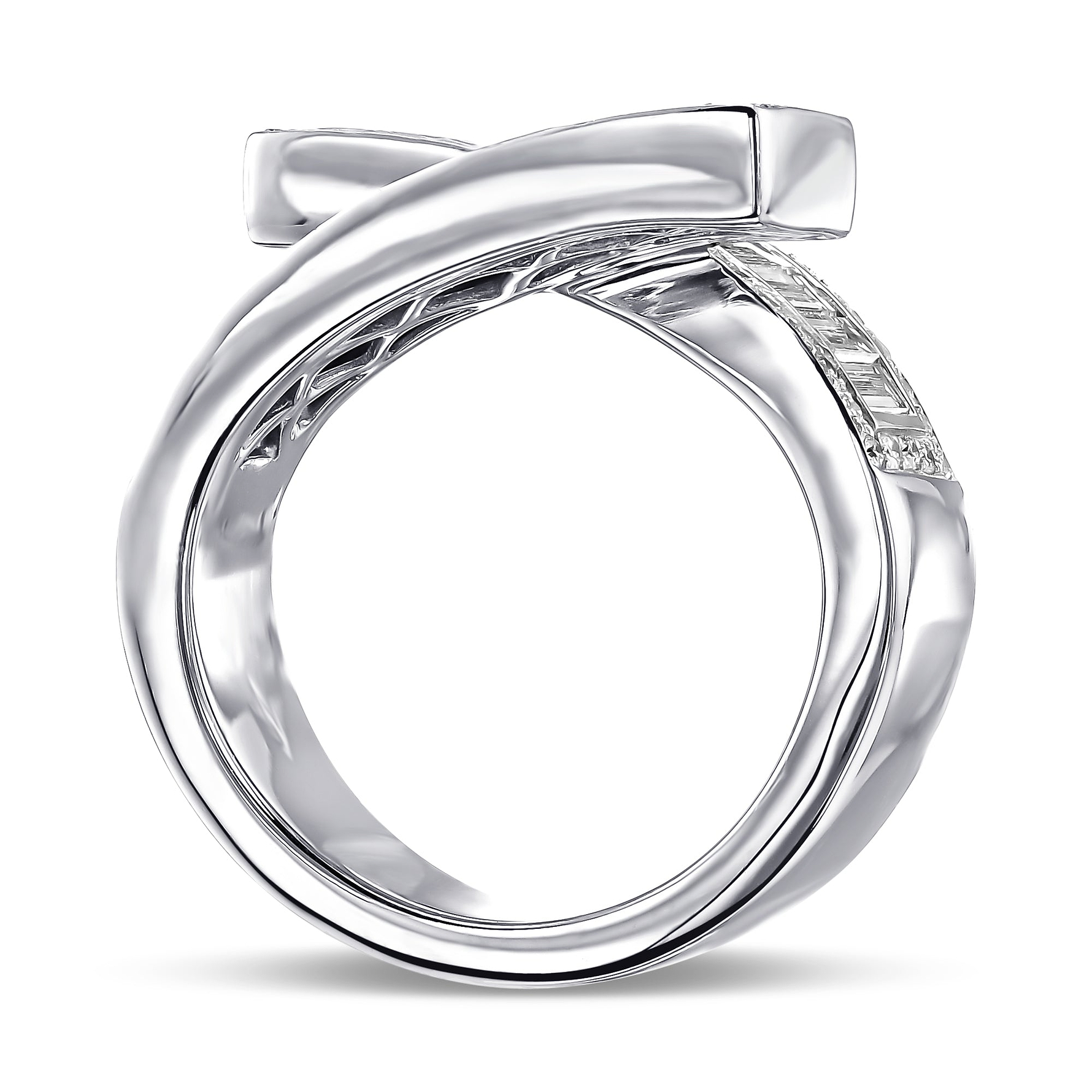 Cross Over Baguette Colorless Half Eternity Ring - 2