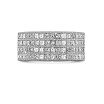 Colorless Four Row Princess Diamond Band Ring