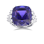 Cushion Tanzanite and Diamond Extraordinary Ring