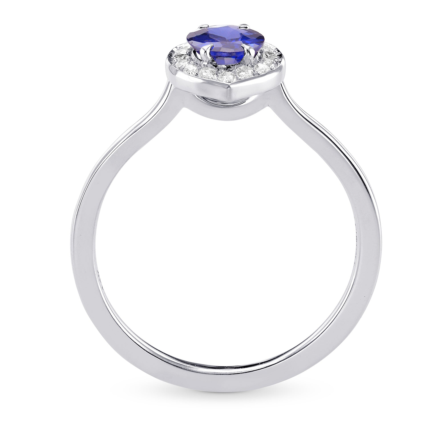 Oval Sapphire and Diamond Halo Ring