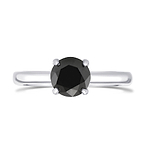 Round Black Diamond Solitaire Ring
