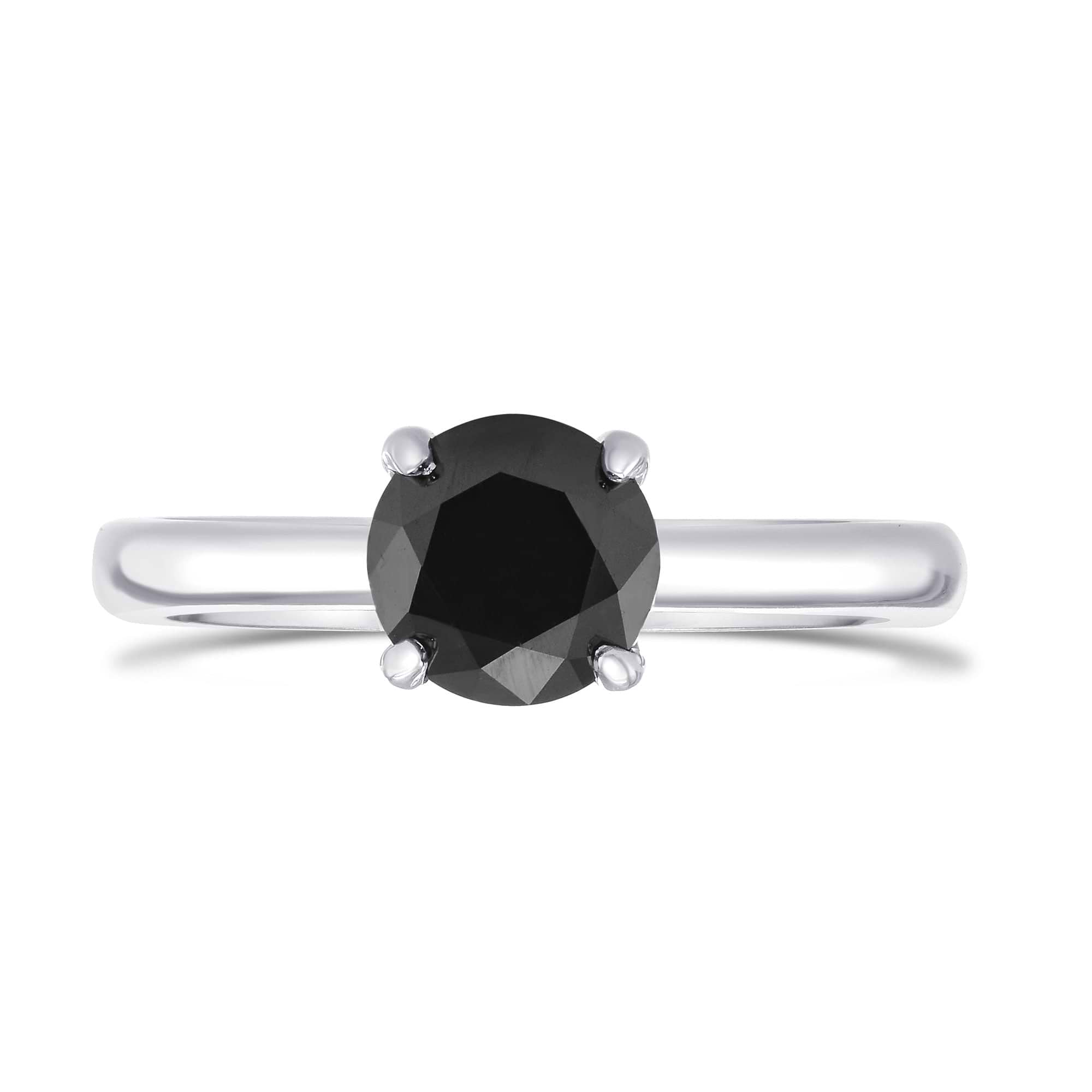 Round Black Diamond Solitaire Ring