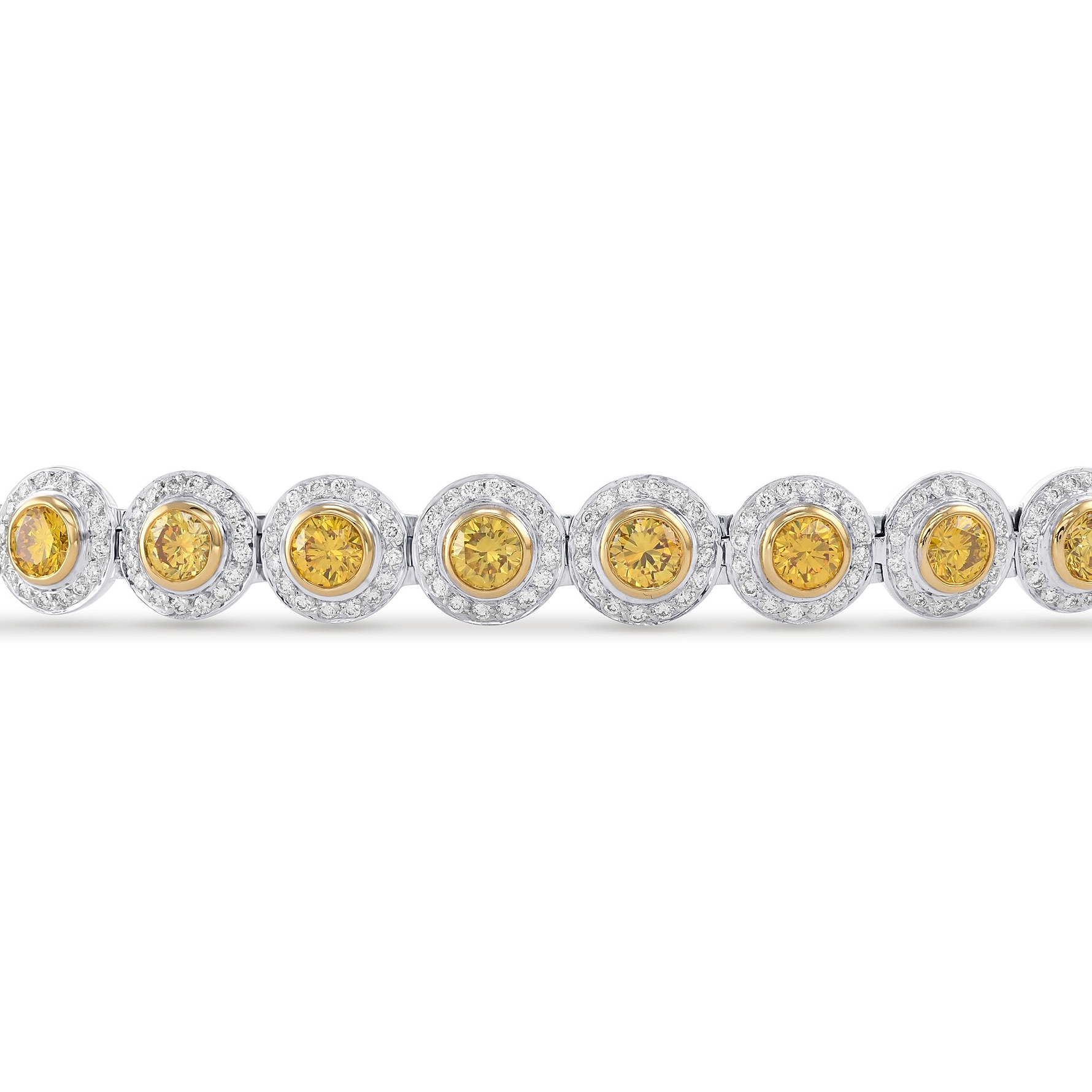 Round Brilliant Fancy Vivid Yellow Diamond Halo Bracelet - 2