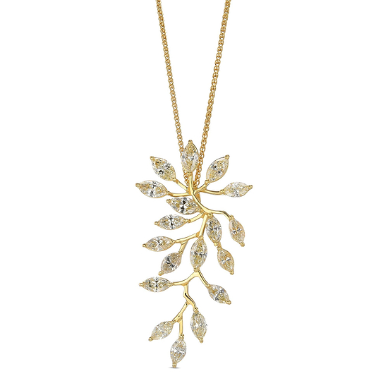 Branch Motif Marquise Diamond Pendant