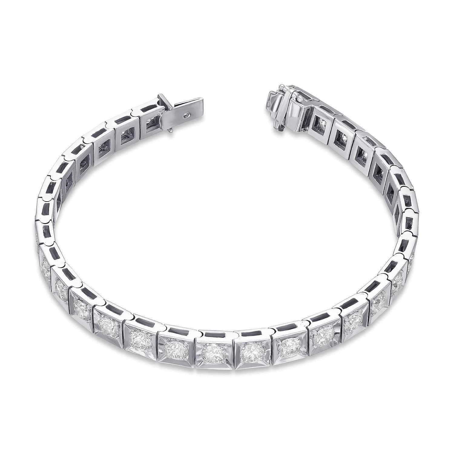 Round White Diamond Tennis Bracelet - 2