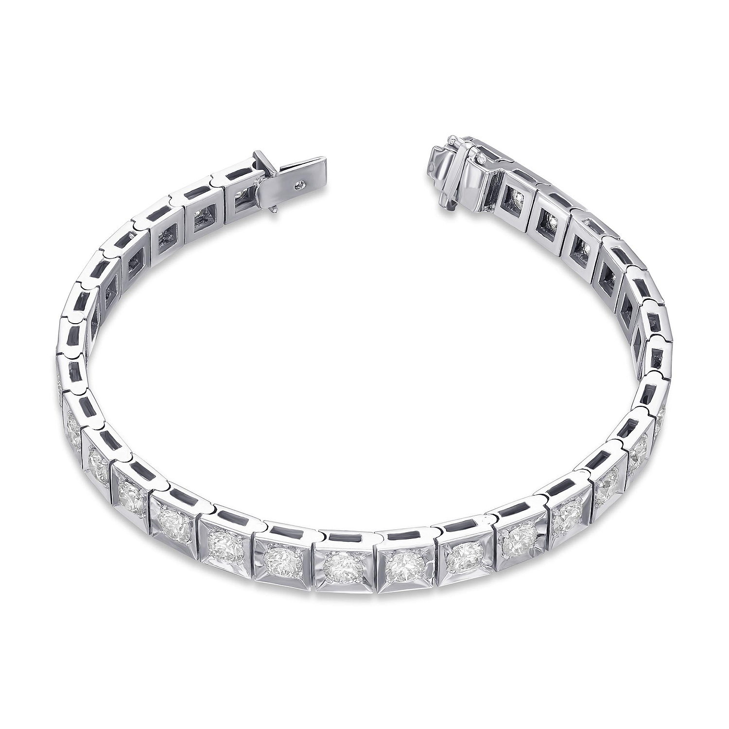 Round White Diamond Tennis Bracelet - 2