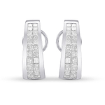 Princess White Diamond Hoop Earrings.
