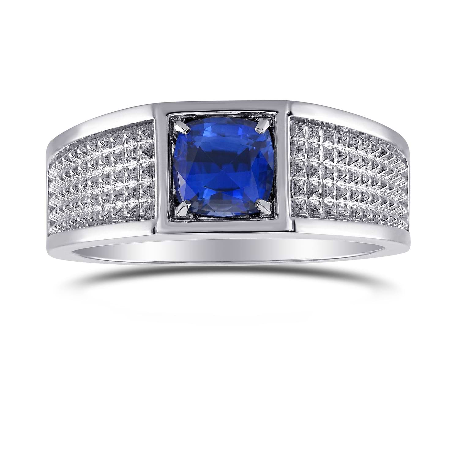 Blue Sapphire Cushion Men's Ring