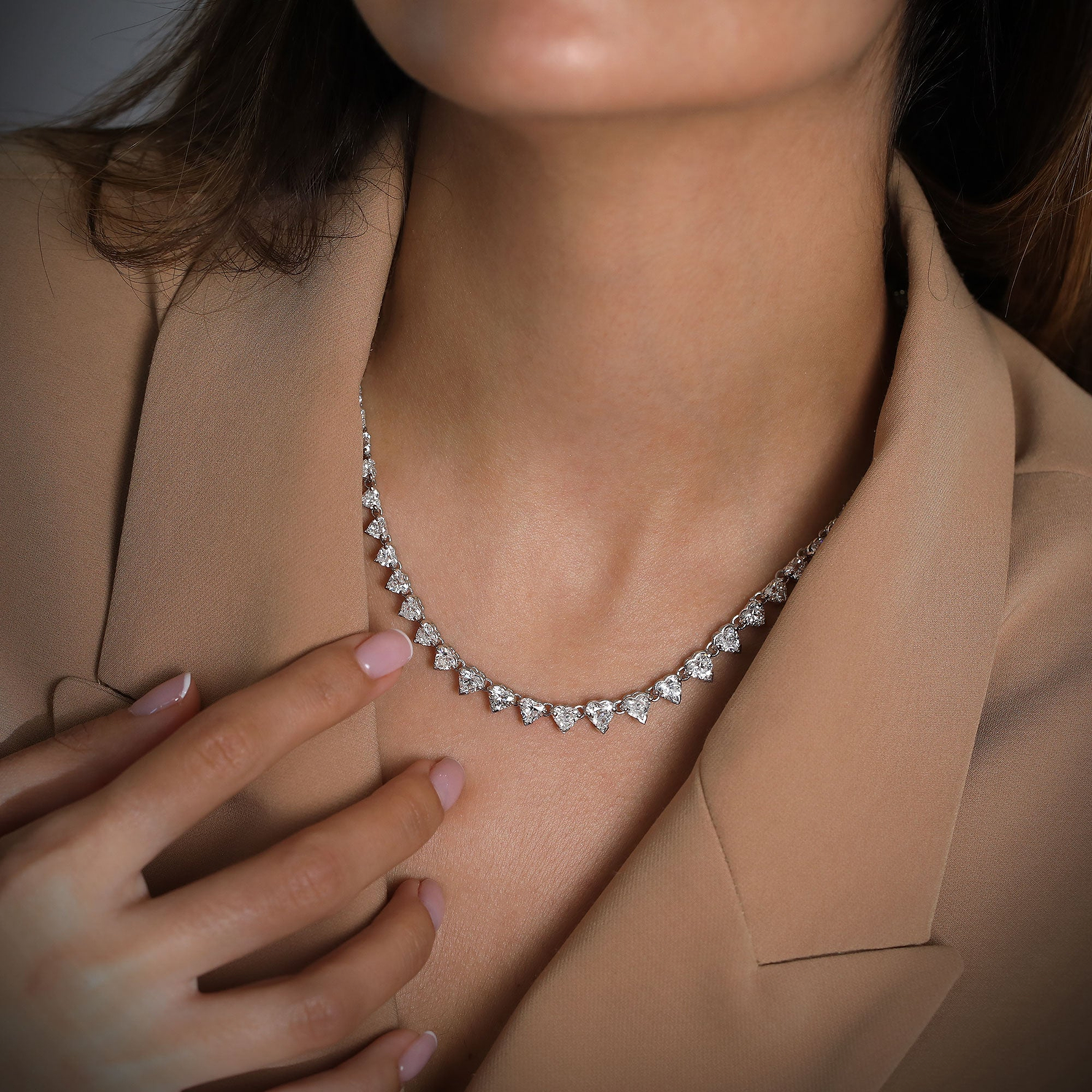 Heart Shape Collier Diamond Necklace - 3