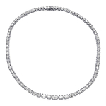 Oval White Diamond Tennis Necklace