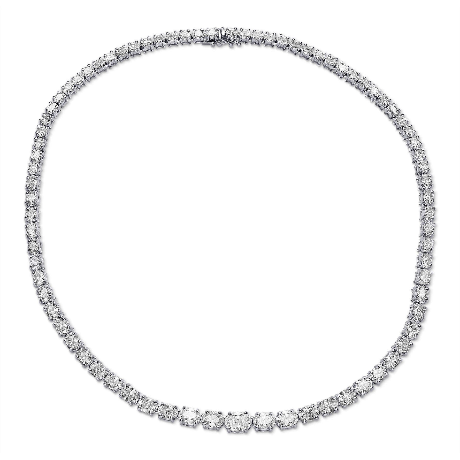 Oval White Diamond Tennis Necklace