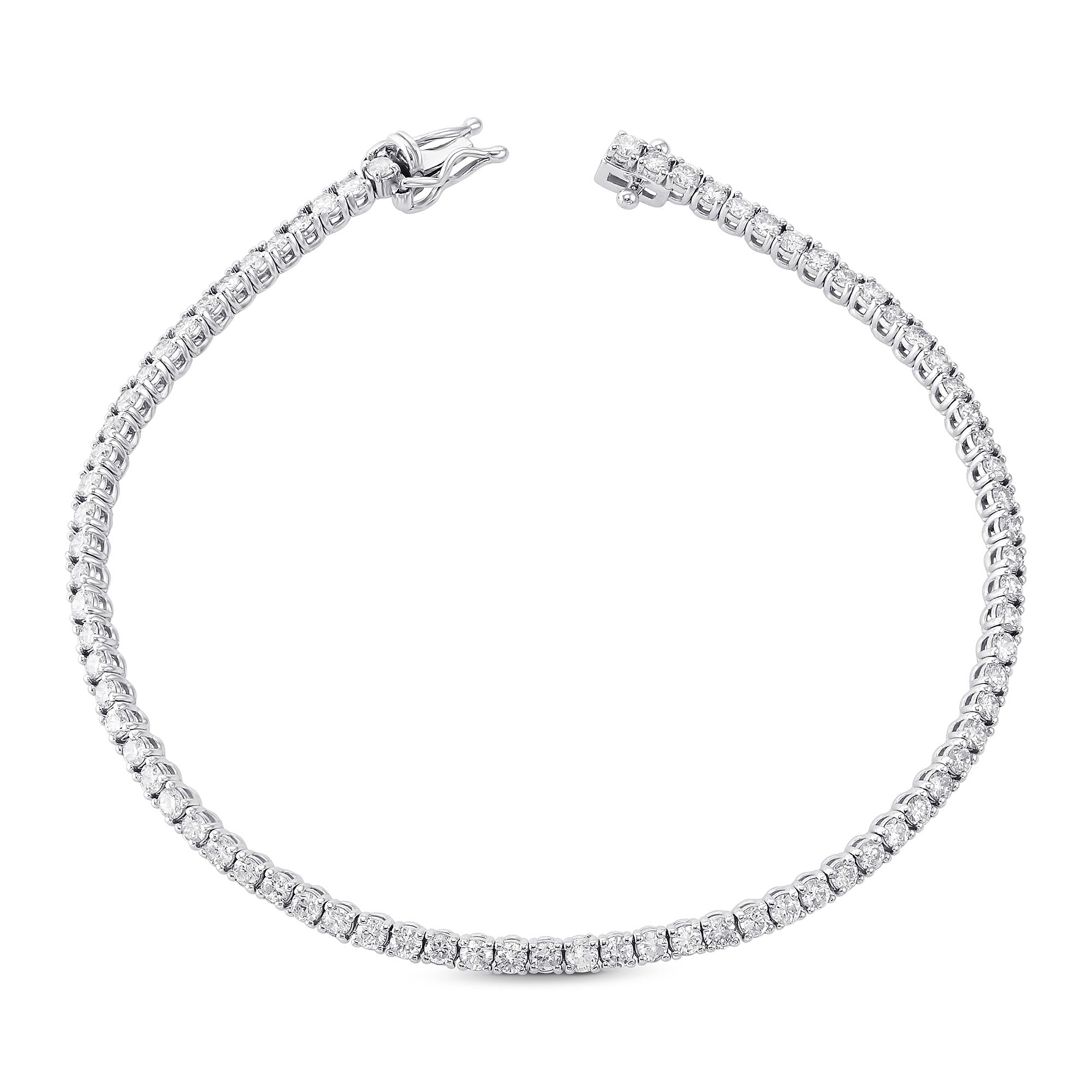 Round White Diamond Tennis Bracelet - 3
