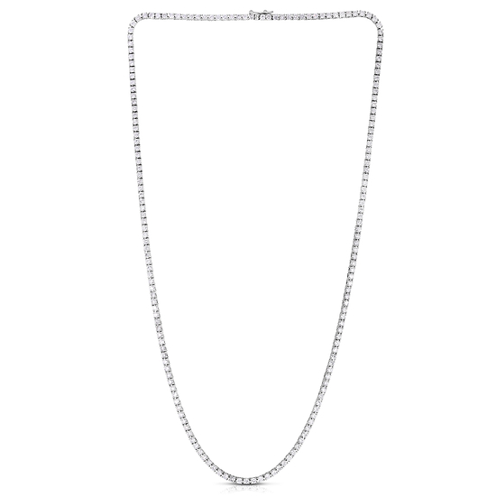 Round White Diamond Tennis Necklace