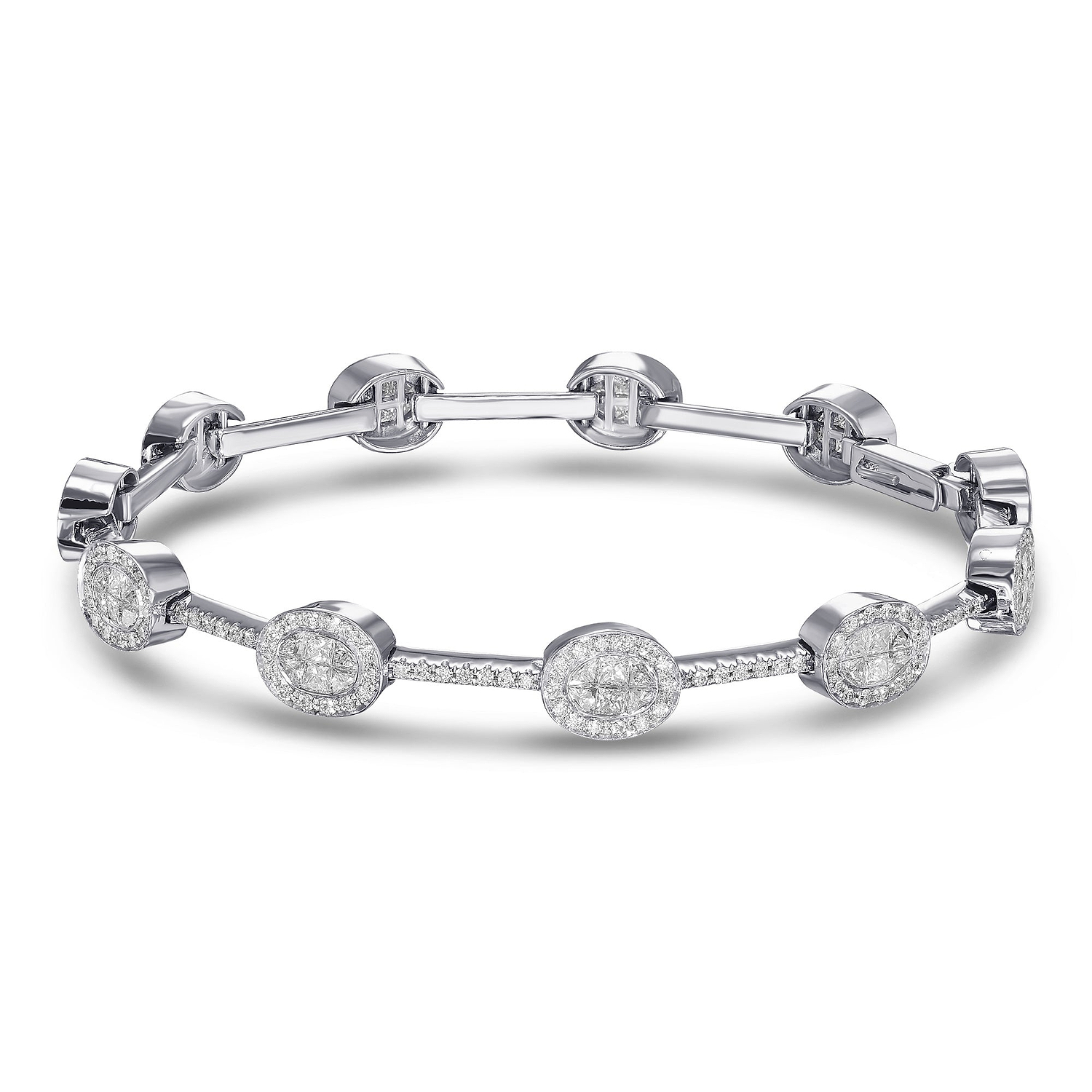 White Diamond Pave Linked Bracelet