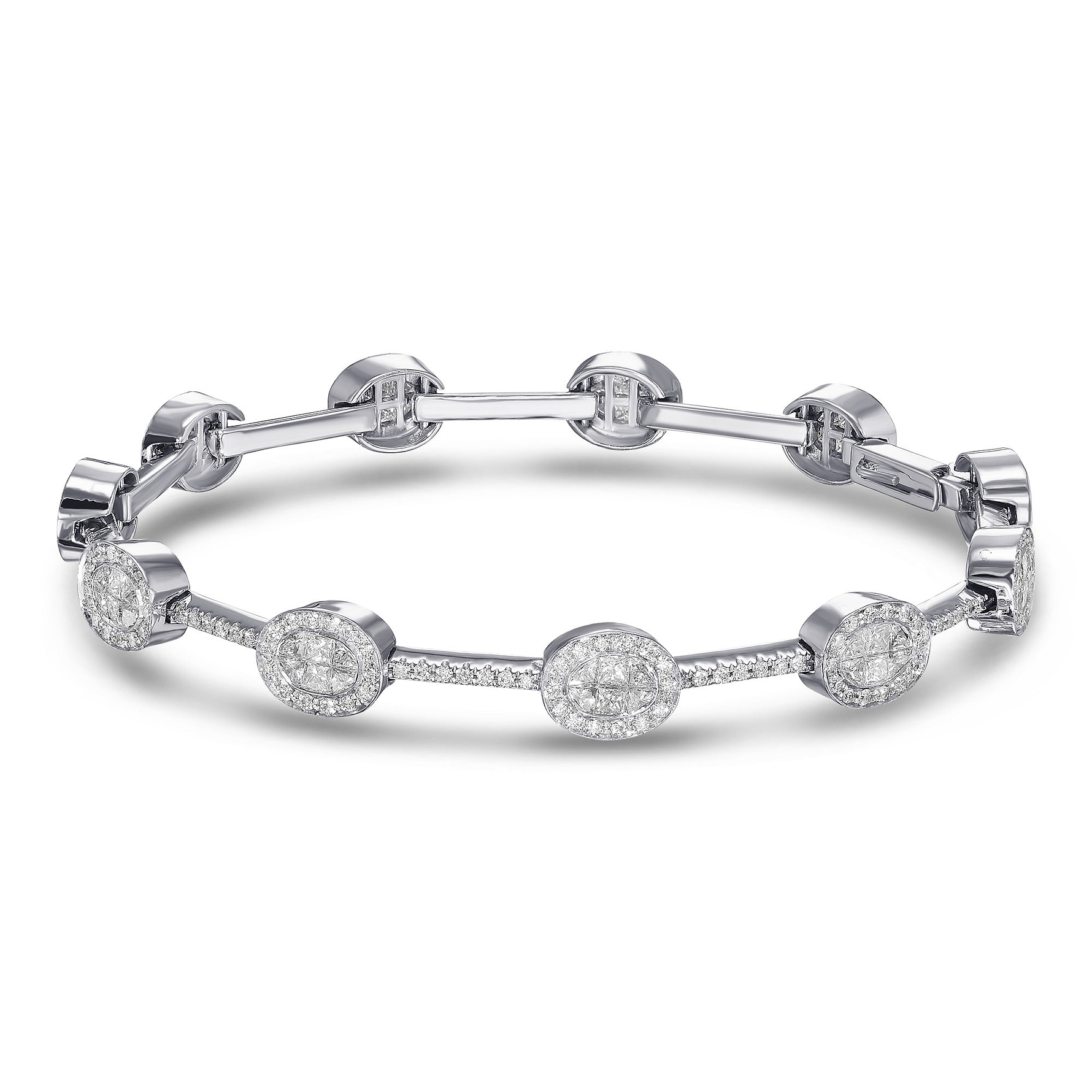 White Diamond Pave Linked Bracelet