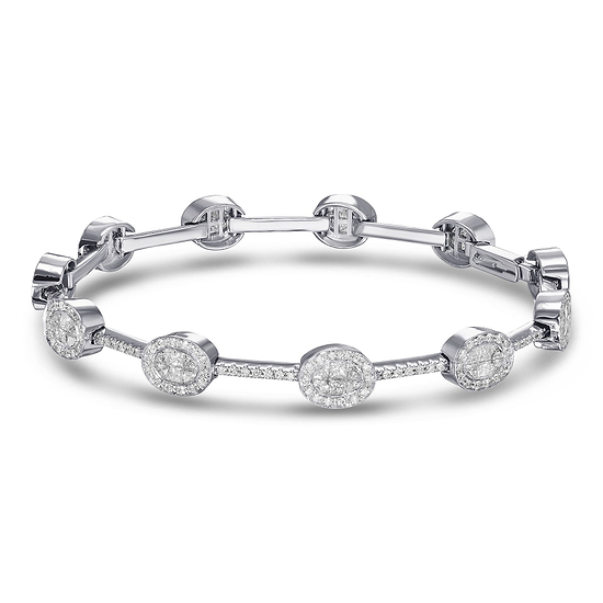 White Diamond Pave Linked Bracelet