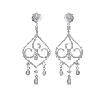 Round White Diamond Pave Drop Earrings
