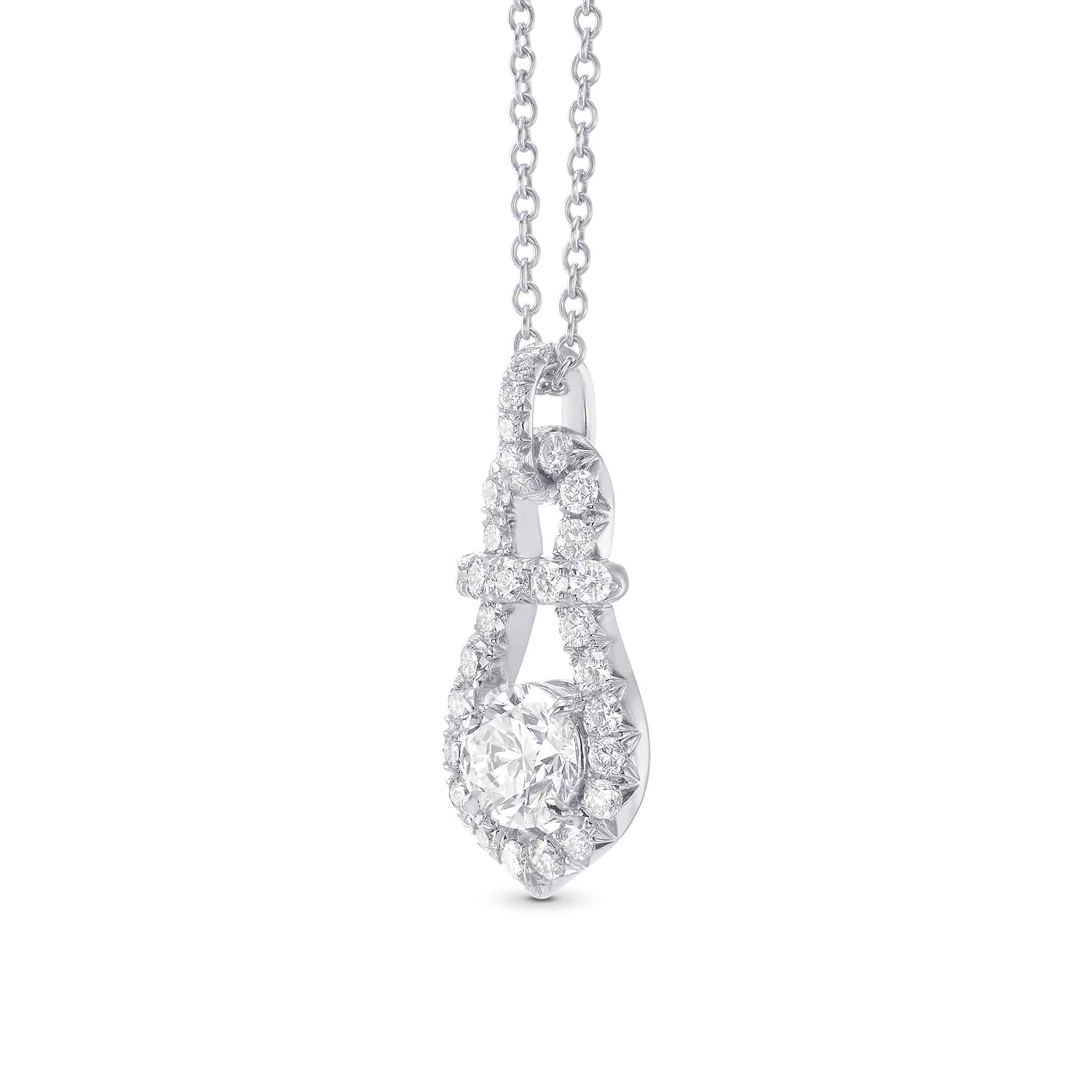 Round Brilliant White Diamond Drop Pendant