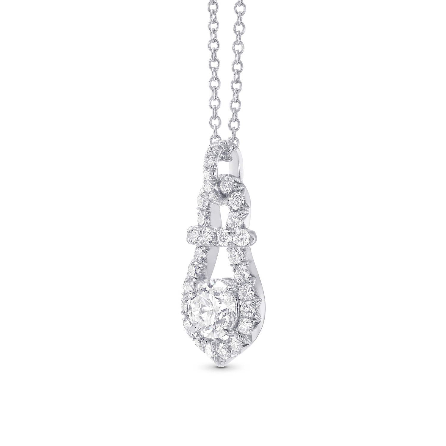 Round Brilliant White Diamond Drop Pendant
