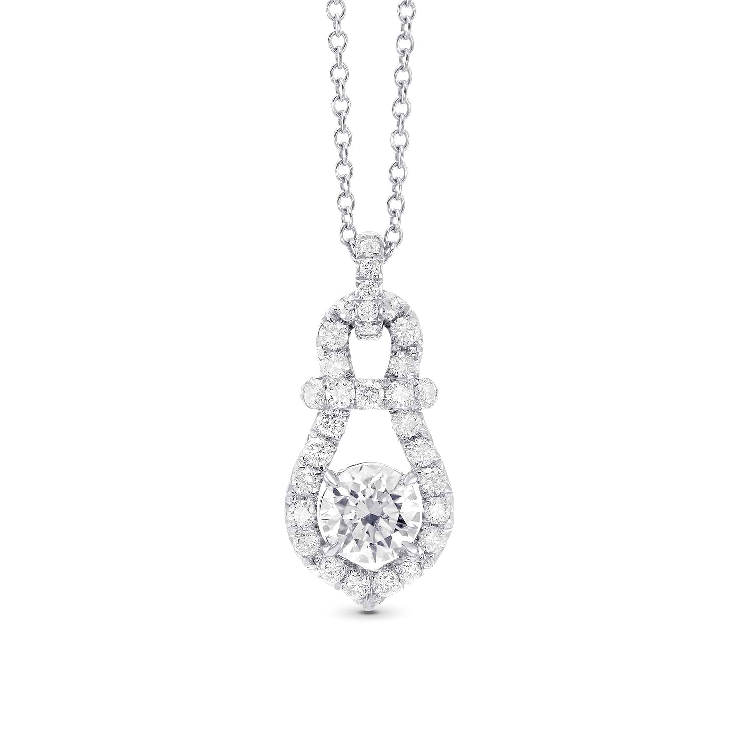 Round Brilliant White Diamond Drop Pendant