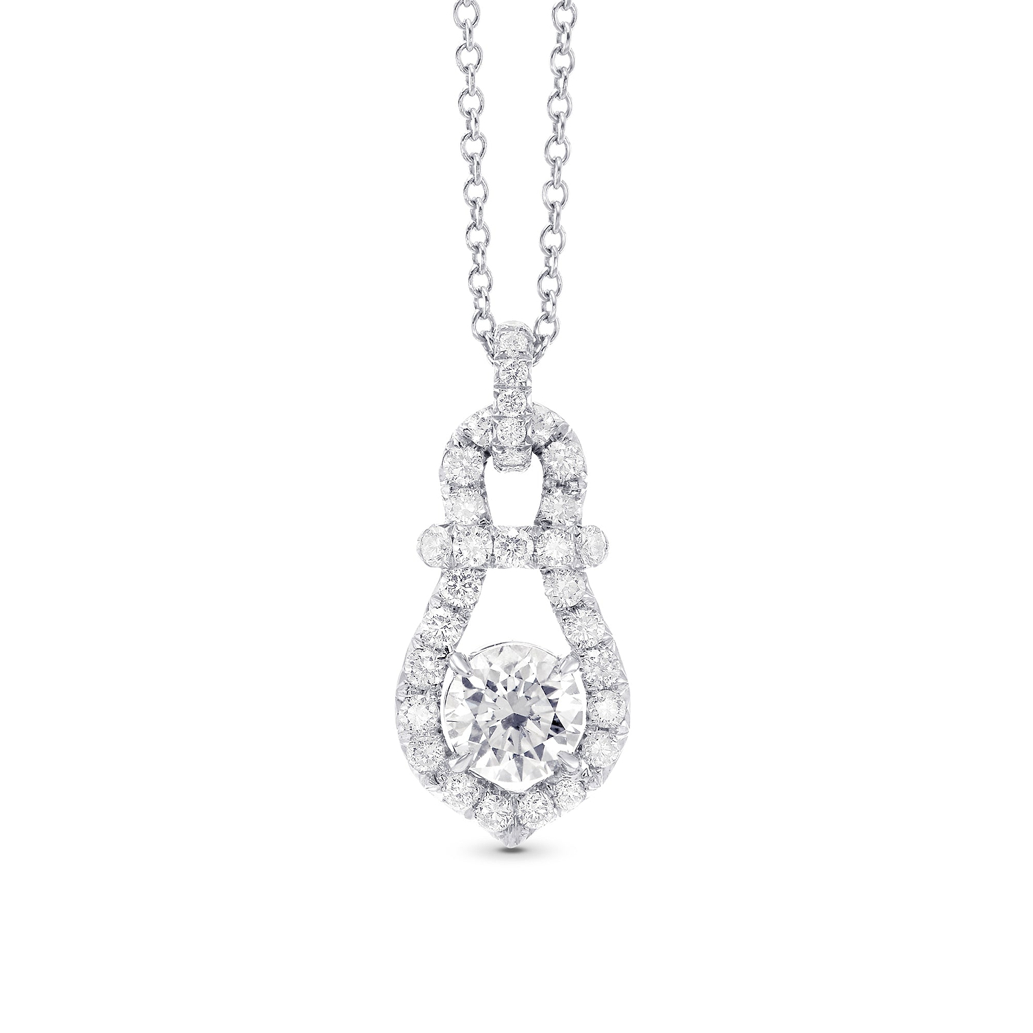 Round Brilliant White Diamond Drop Pendant