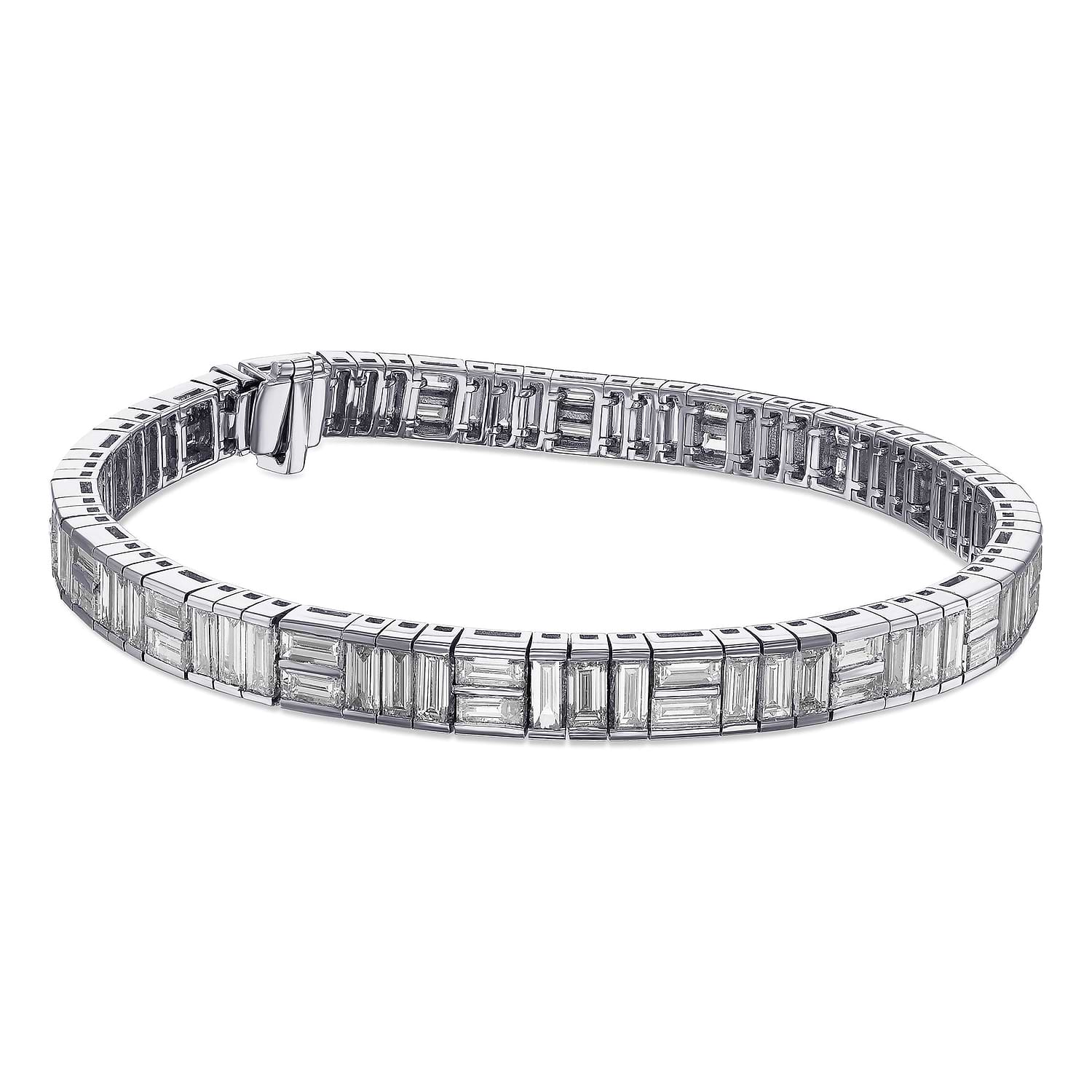 Baguette White Diamond Tennis Bracelet