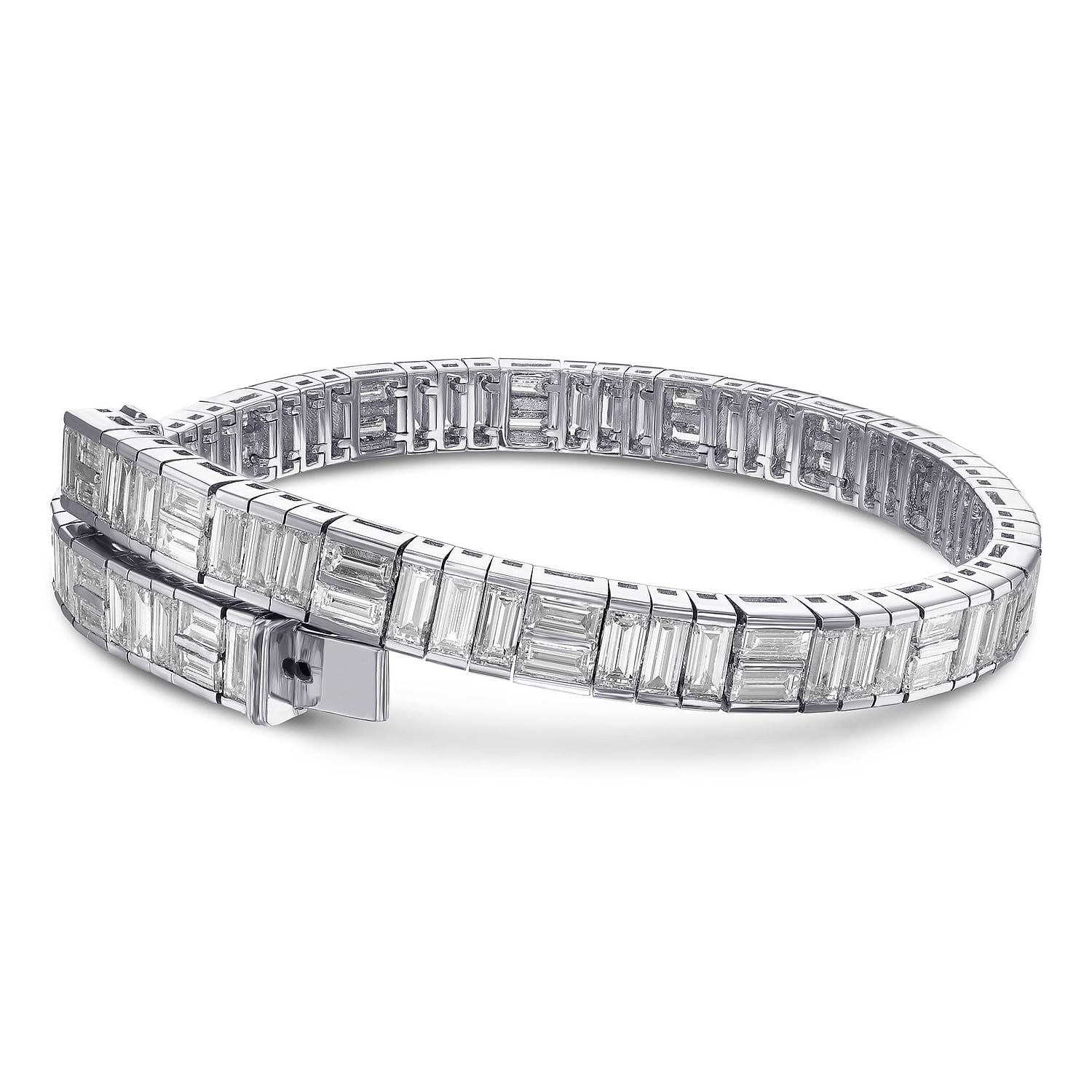 Baguette White Diamond Tennis Bracelet - 2