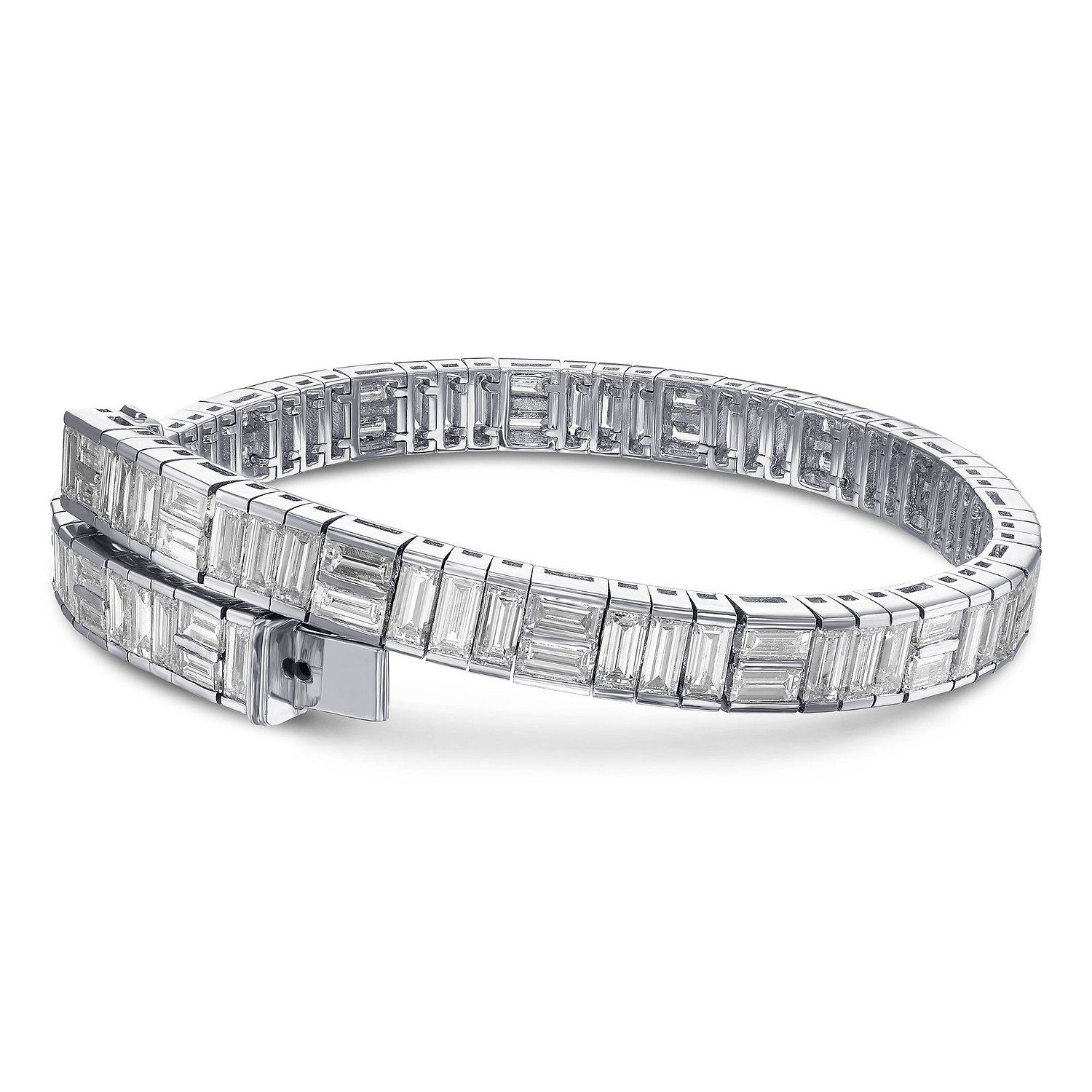 Baguette White Diamond Tennis Bracelet - 2