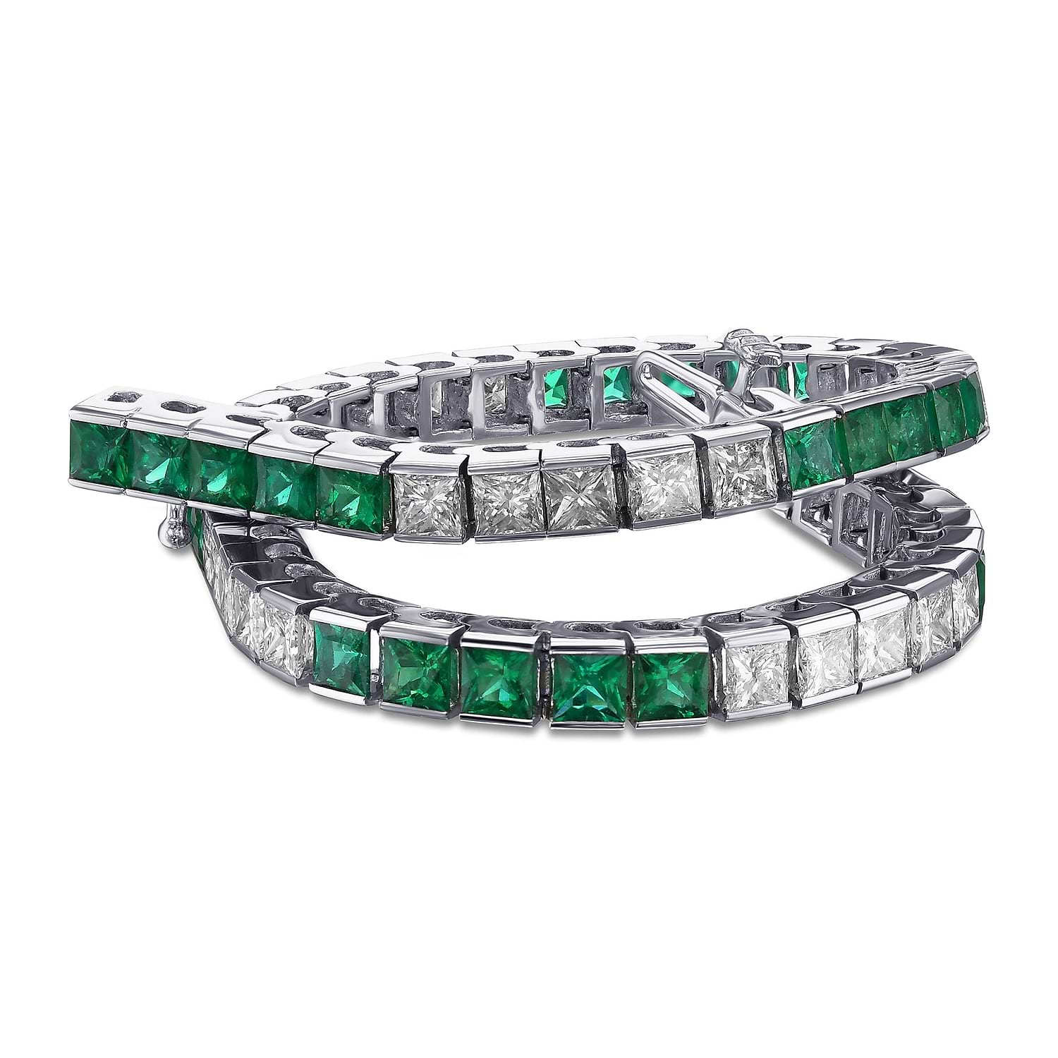 Emerald and Diamond Tennis Bracelet - 2