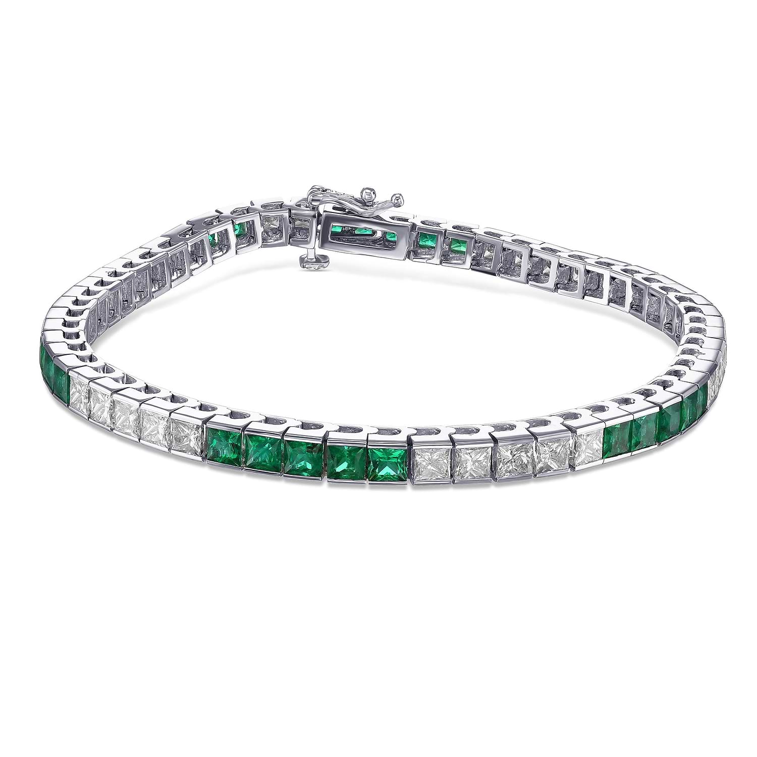 Emerald and Diamond Tennis Bracelet